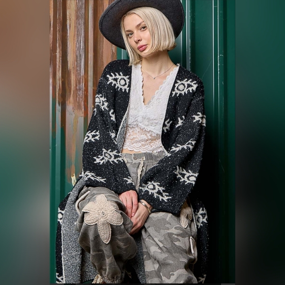 #968 POL Evil Eye Pattern Cardigan - Picture 8 of 14